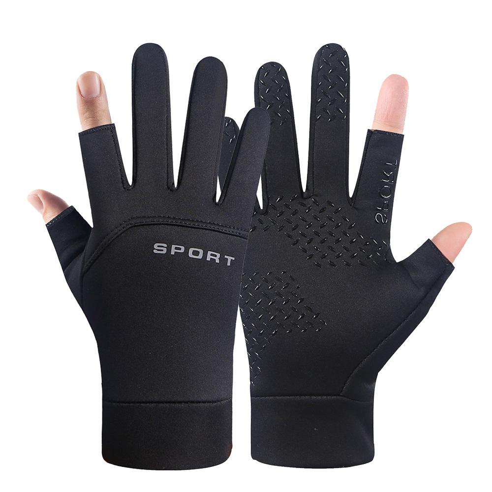 Windproof and Waterproof Plus Velvet Warm Gloves for Autumn and Winter Cold Riding Cycling All Fingers Takeaway Handsome Gloves for Men and Women