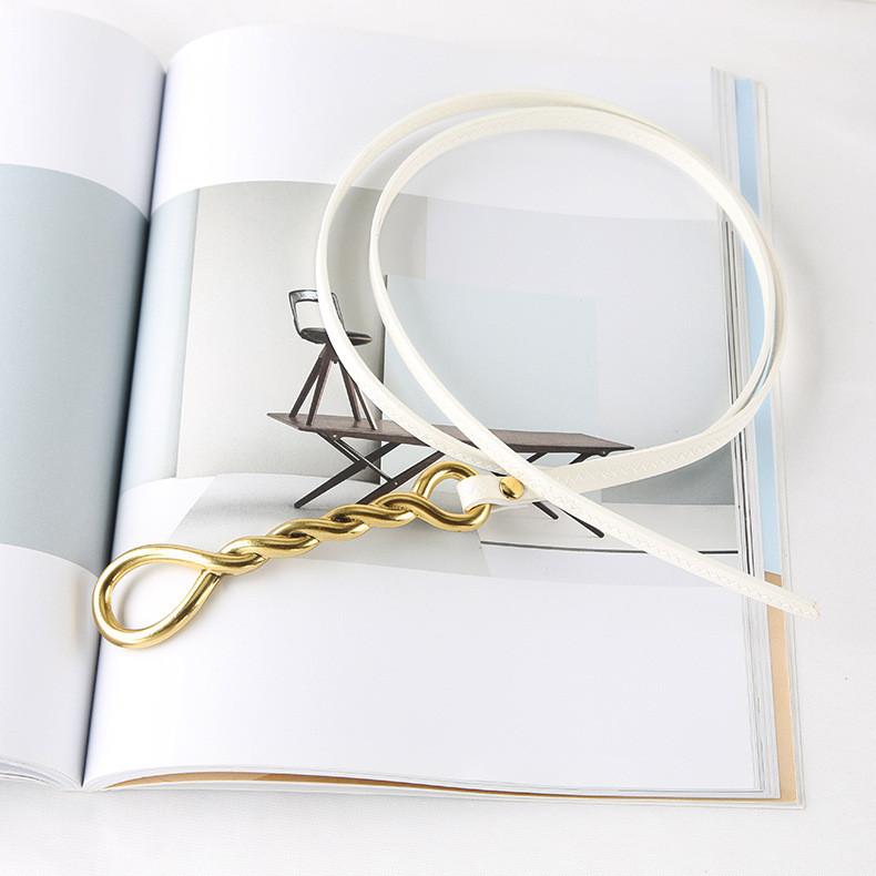 Fashion Gold Twists Knot Decoration Women Thin Belt For Fashion Dress And Summer Outfits