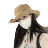 Japanese-style quick-dry drawstring fisherman hat for women, breathable and sun-protective, large brim sun hat for outdoor fishing and hiking, men's