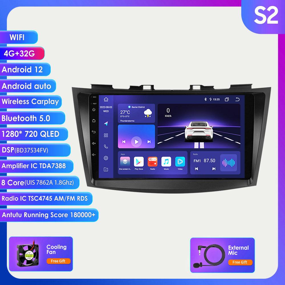 Carplay 4G Радио 2 Din Android 12 Автомобильный мультимедийный плеер для Suzuki Swift 4 2011-2015 GPS-навигация WIFI DSP 9 дюймов 2din Интеллектуальный экран AutoRadio