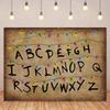 Рустикальный Алфавитный Фон Ретро Цветной Гирляндный Свет Алфавитный Фон Тема Вверх Ногами Фотореквизит для Хэллоуина Принадлежности для Вечеринки по Случаю Дня Рождения