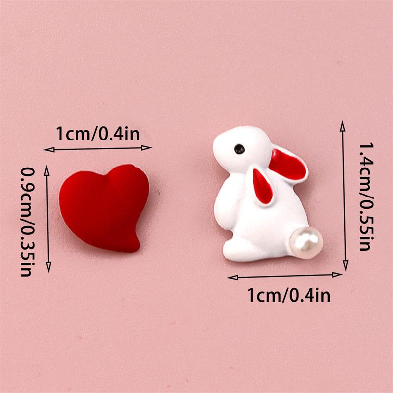Забавные милые маленькие белые серьги-кролики, асимметричные маленькие милые серьги с любовью