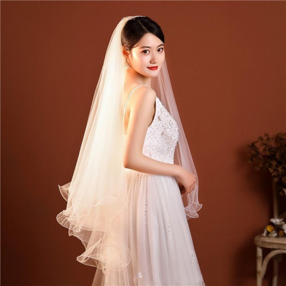 Двухслойные свадебные фаты короткая марля на голову невесты новая свадебная фата аксессуары для невесты