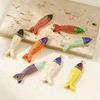 Doreen Box 1 PC Brass Fish Pendants 18K  Gold Plated Enamel Fish Animal Ocean Jewelry Charms for Necklace Findings 5.6cm x 1.5cm