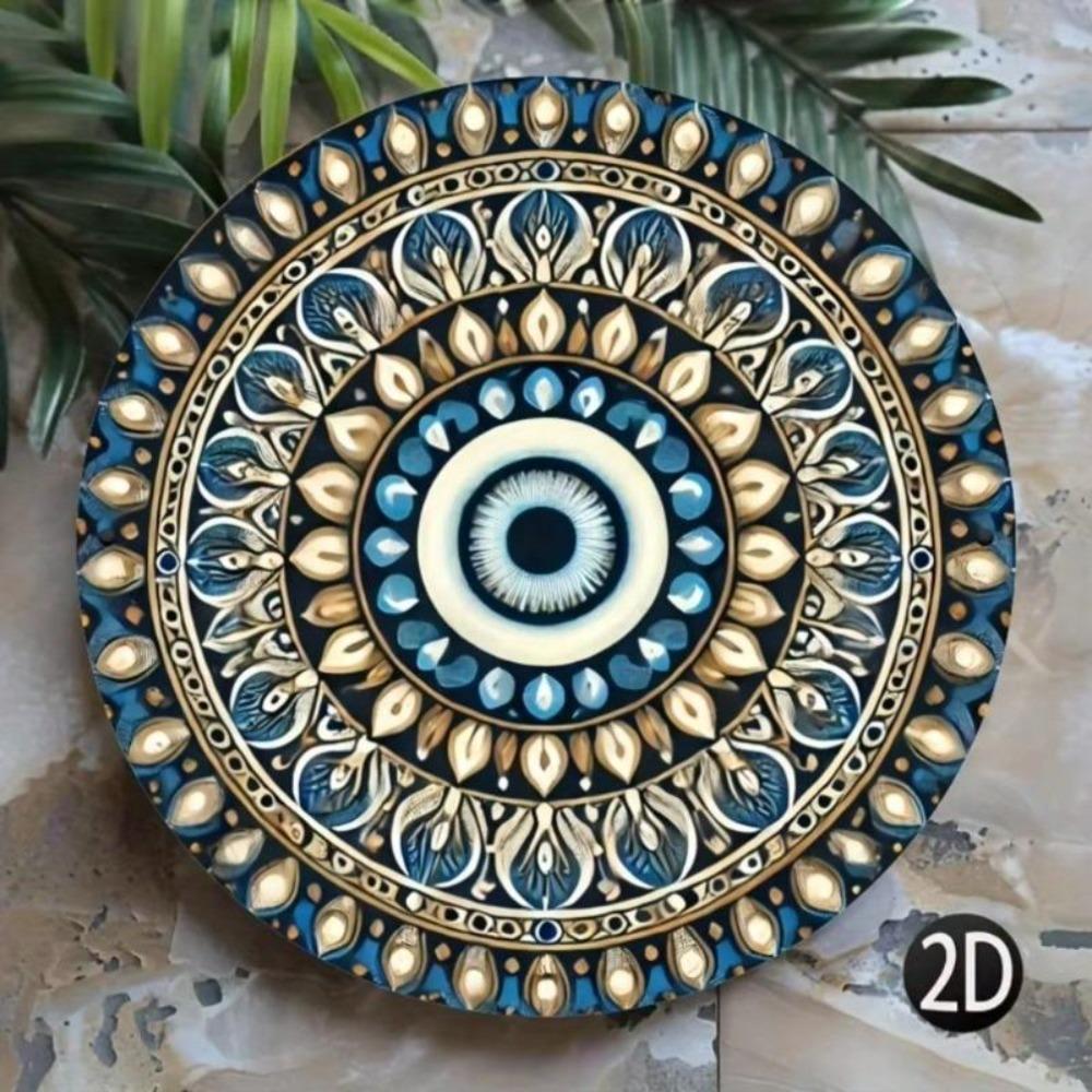 Винтажное металлическое настенное искусство 'Сглаз' Сине-золотой Погодостойкий Железный Знак Декор для Дома, Офиса, Гаража Уникальный Подарок