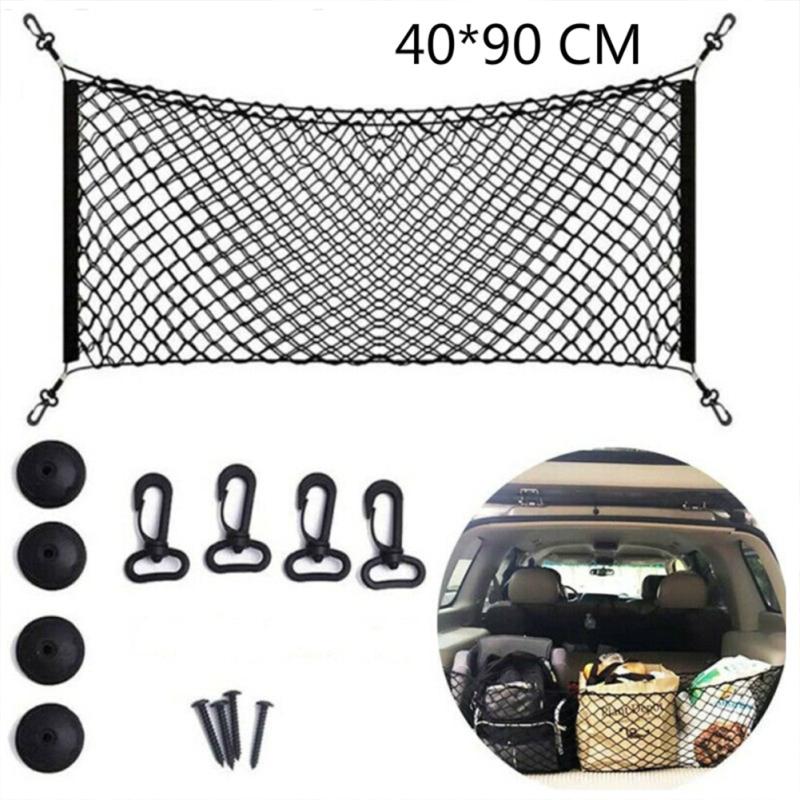 Car Trunk Net Pocket Pet Barrier Mesh Bag Double Layer Vertical Net Luggage Storage Fixed Bag
