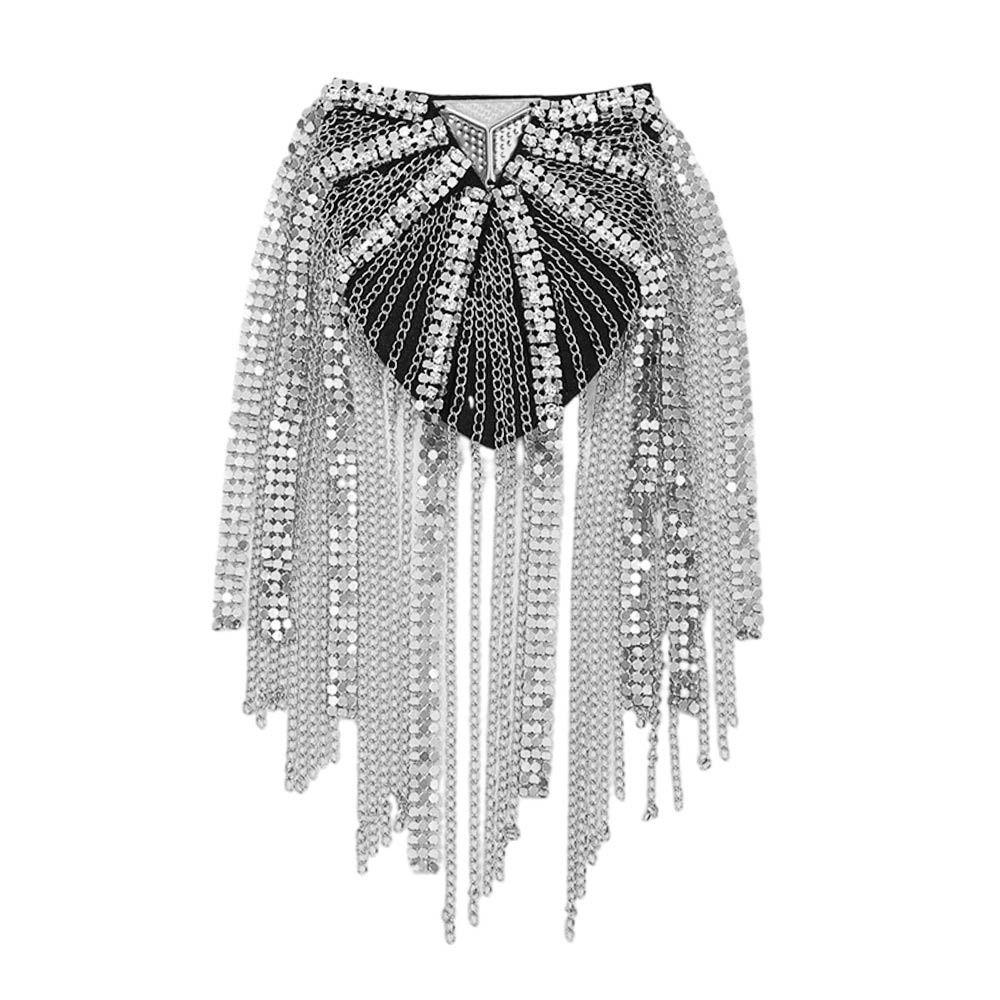 Эполет с кисточками и стразами, длинная цепочка, ювелирные изделия на плечо, нежная брошь на плечо для мужчин и женщин