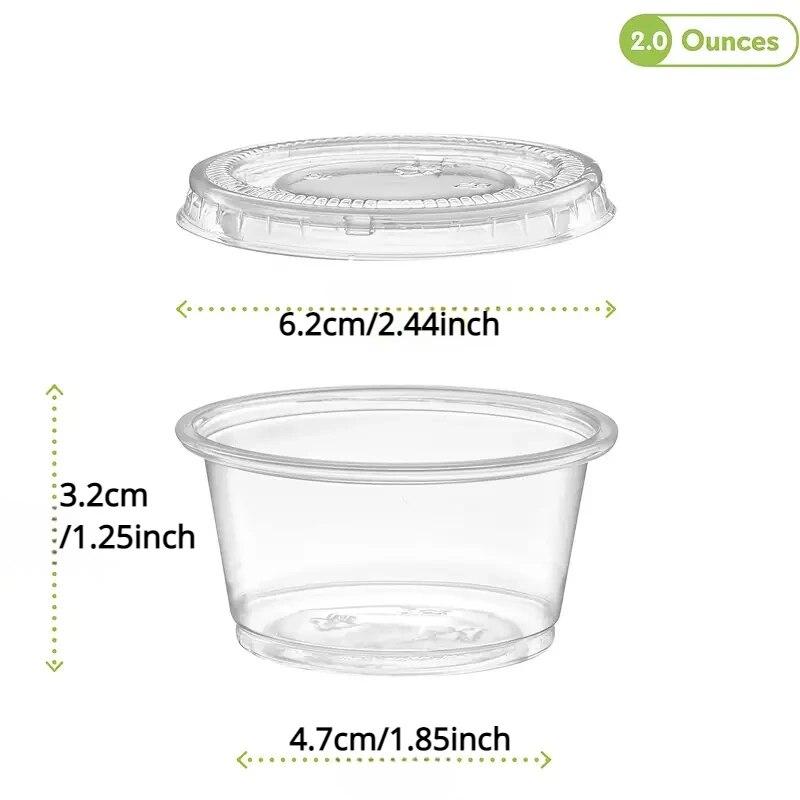 100 шт. Маленькие пластиковые контейнеры с крышками, герметичные штабелируемые контейнеры для заправки для салата, чашки для приправ для вечеринок и путешествий