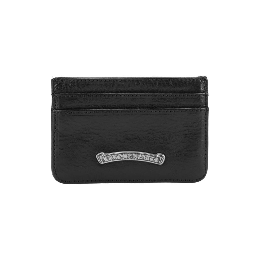CHROME HEARTS Кошелек для карт из серебристой кожи Scroll Унисекс Аксессуары Черный CH-2270119
