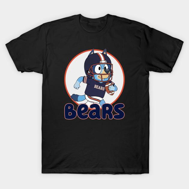 Мужская черная футболка с принтом Bluey Chicago Bears День игры M10172 Печать на термотрансферной бумаге без вырезания Хлопковая футболка