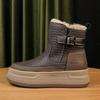 Платформа Женские Меховые Зимние Ботильоны на Плоской Подошве Кожаные Короткие Плюшевые Хлопковые Ботинки Тренд Модные Кроссовки Теплые Уютные Mujer Готические Ботинки
