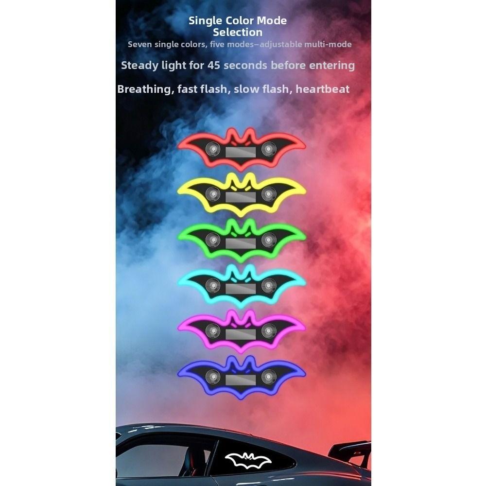Bat Shaped LED Ghost Light Solar Powered Decorative Car Light Vehicle Interior Decor