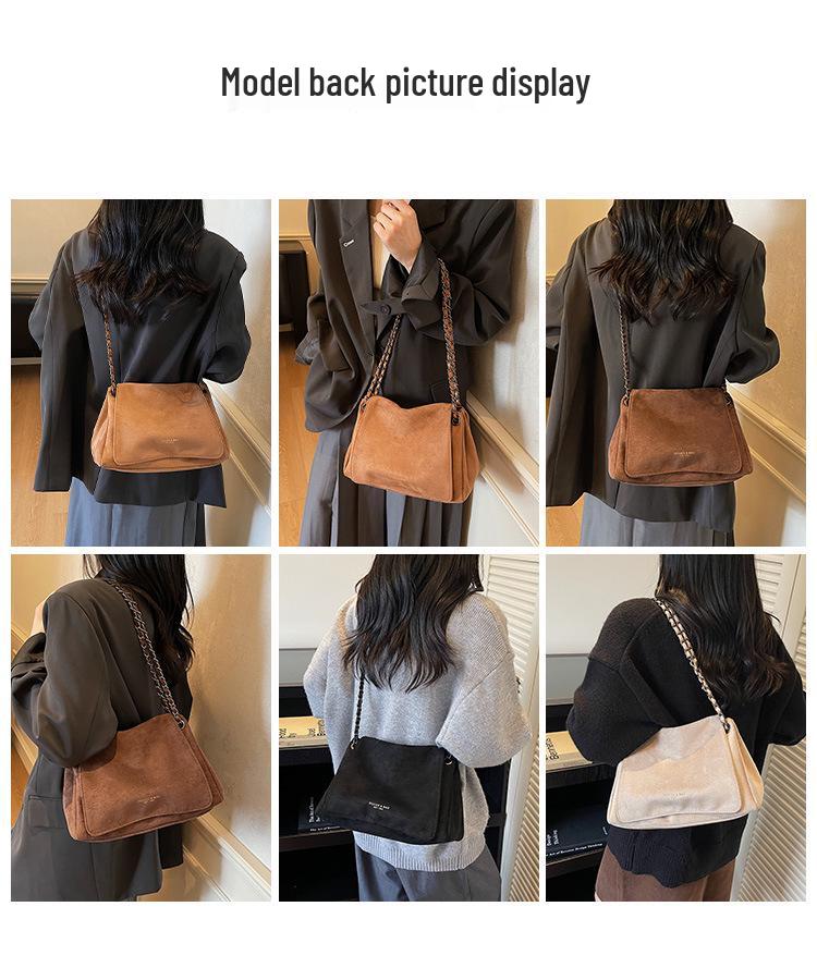 2025 Осень/Зима Ретро Матовая Женская Универсальная Сумка на Одно Плечо с Цепочкой