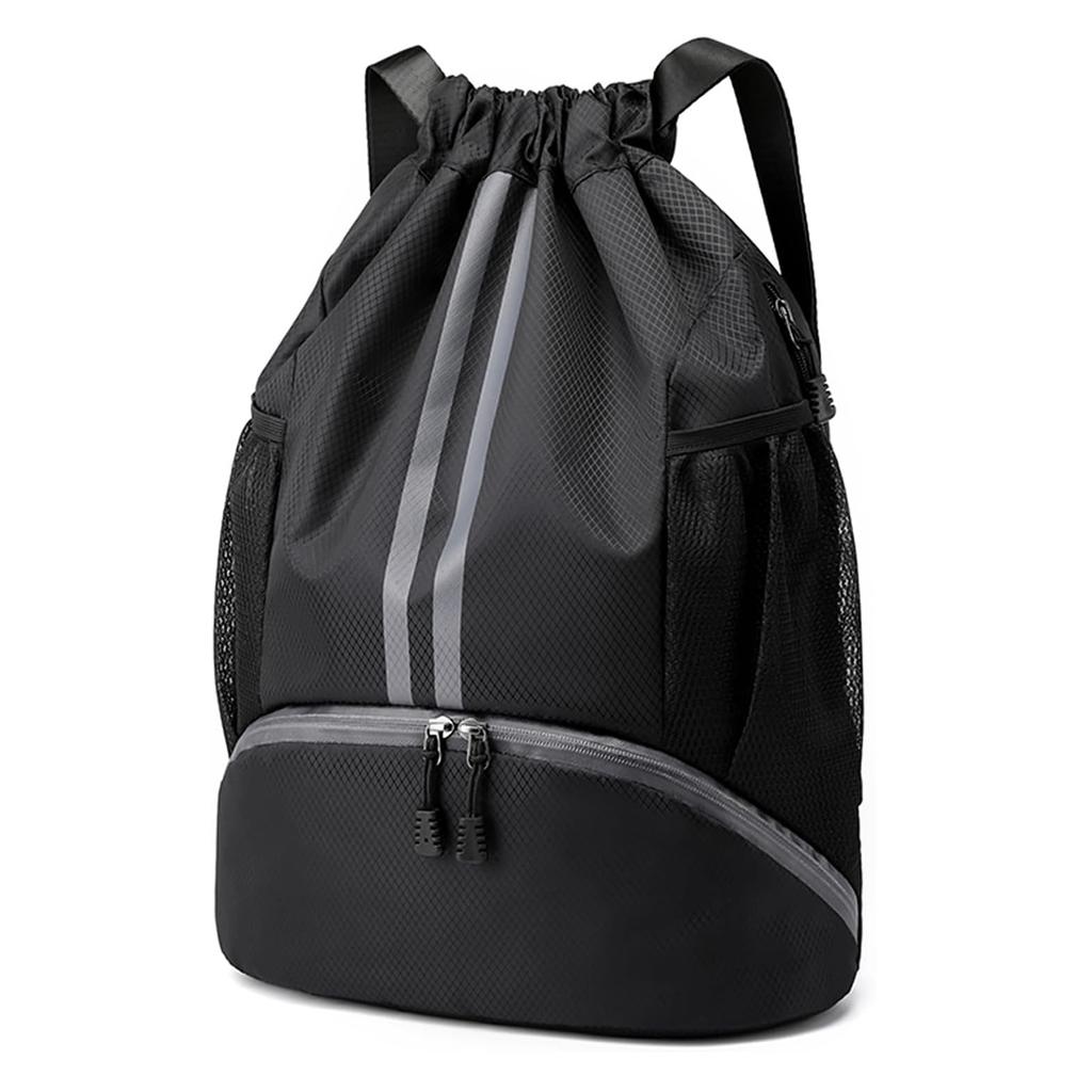 Sports Drawstring Backpack Bag with Shoes Compartment Wet Proof Pocket for Women Men Large Capacity String Swim Gym Sackpack Bag
