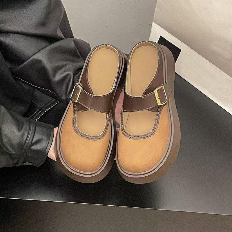 Японские ретро универсальные увеличивающие рост туфли Мэри Джейн на платформе с круглым носком баотоу, новинка зимы 2025, женские