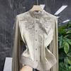 Blouse Female Embroidery Stand-up Collar Long-sleeved Shirt Women Autumn