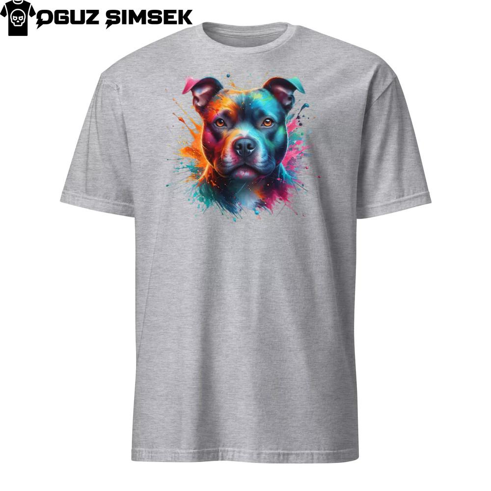 Vibrant Staffordshire Bull Terrier Unisex T-Shirt: Colorful Dog Art Tee