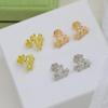Flower earrings Lucky Grass Asian gold material original logo electroplating 18K Non-allergenic material for daily wear and birthday parties