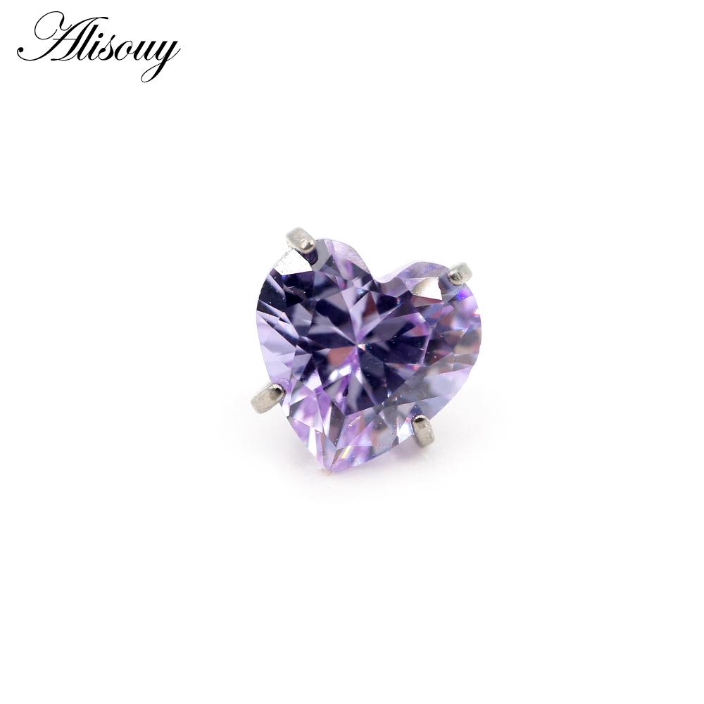 Alisouy 1PC титановый внешний нить сердце циркон для губ лабрет кольца гвоздики серьги пирсинг DIY украшения для тела аксессуар