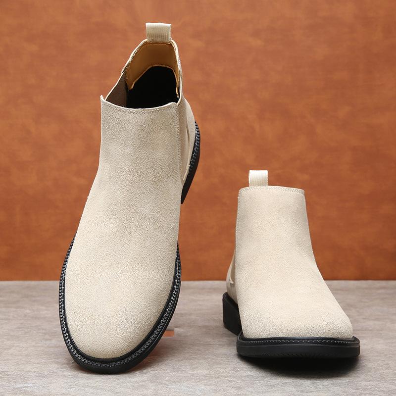 Модные мужские ботинки челси из коровьей замши, модные повседневные туфли на каждый день на осень-зиму, мужские однотонные дизайнерские ботильоны для мужчин