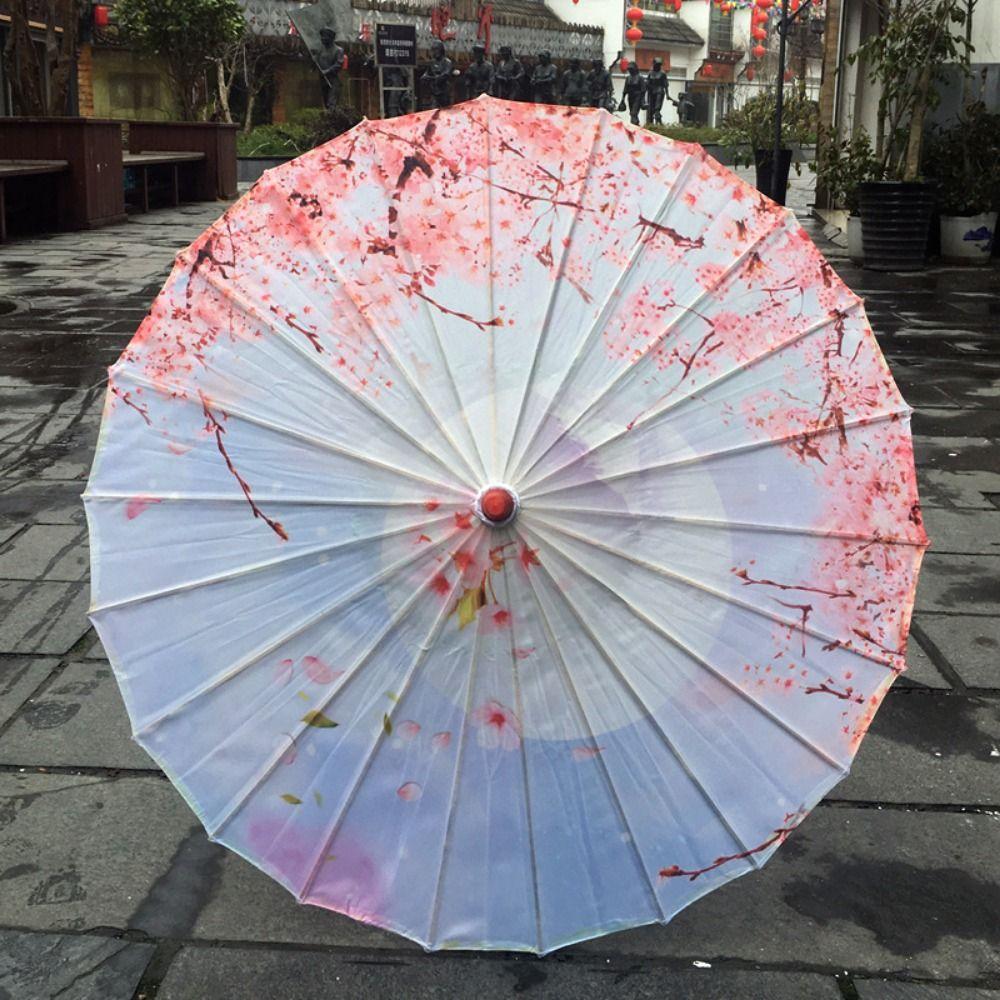 Waterproof Silk Cloth Women Umbrella Rain Proof Costume Parasol Flower Oil Paper Umbrella Party