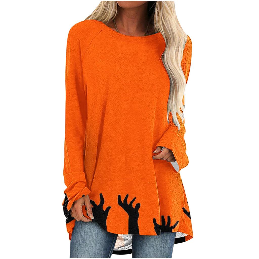 Футболка с принтом «Страшный Хэллоуин», паутина, руки на кладбище, 3D-принт, женские футболки с длинным рукавом, уличная одежда, женские туники, футболки, топы, одежда