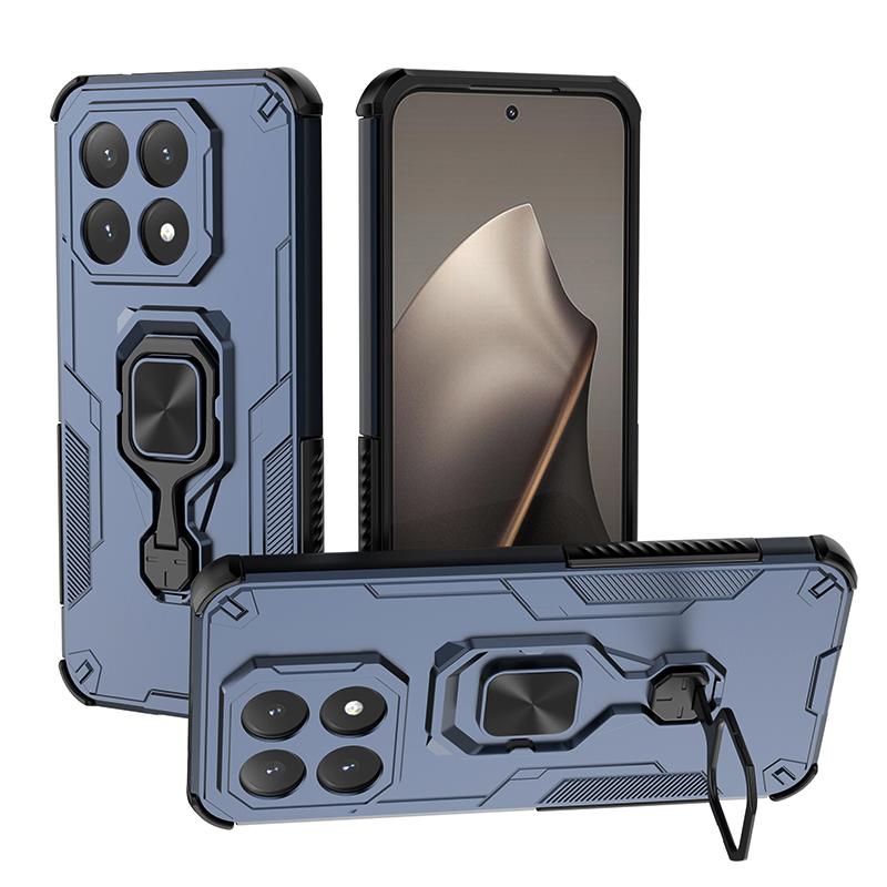 KEYSION Противоударный бронированный чехол для Xiaomi 15T Pro Силикон+ПК Вертикальная металлическая подставка-кольцо для телефона для Xiaomi 15T 15T Pro 5G