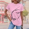 Модная женская футболка с персонализированными линиями и чертами лица с принтом, забавная повседневная футболка с круглым вырезом и короткими рукавами, летняя женская футболка