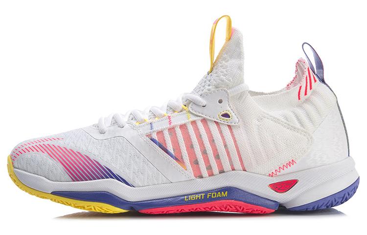 Li Ning Raid 4 Удобные низкие мужские кроссовки для бадминтона Бело-красные AYAR011-3