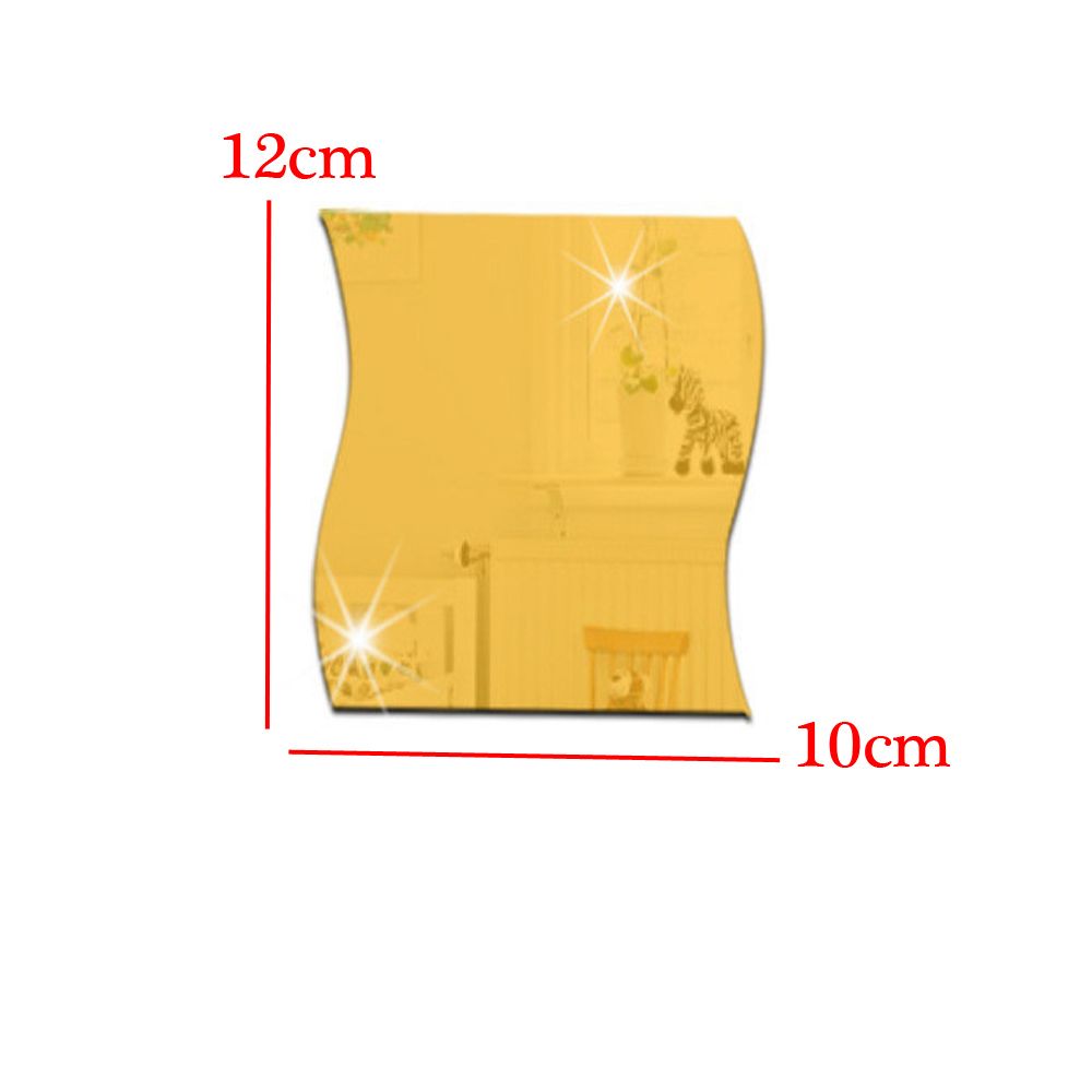 6Pcs Removable Acrylic 3D Wave Mirror Wall Sticker Home Decor Mural Decals