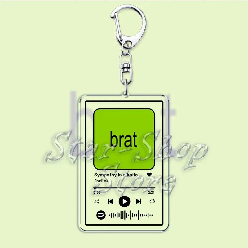 Музыка Charli XCX Альбом Brat Брелоки Горячие Песни Плейлист Подвеска Брелок для Аксессуаров Сумка Кольцо Брелок Украшения Подарки для Фанатов