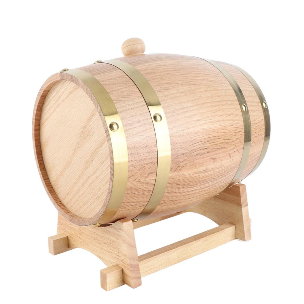3L Vintage Wood Oak Timber Wine Barrel Dispenser for Whiskey Bourbon Tequila