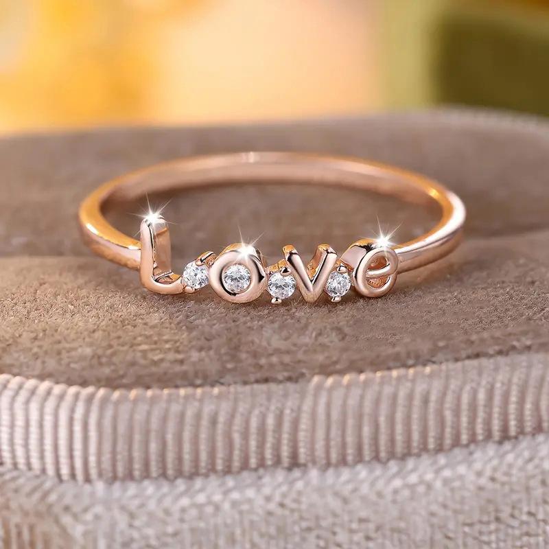 Love Exquisite Ring Women, простое кольцо с микроинкрустацией цирконием, элегантный дизайн ювелирных изделий