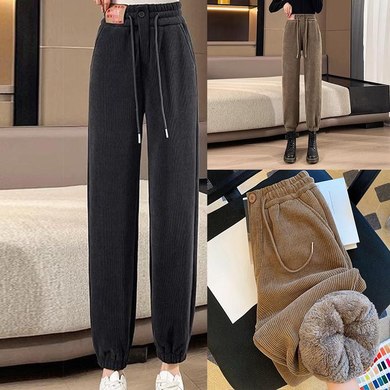 Брюки из овечьей шерсти женские зимние утепленные повседневные брюки свободные широкие спортивные длинные брюки для бега женские