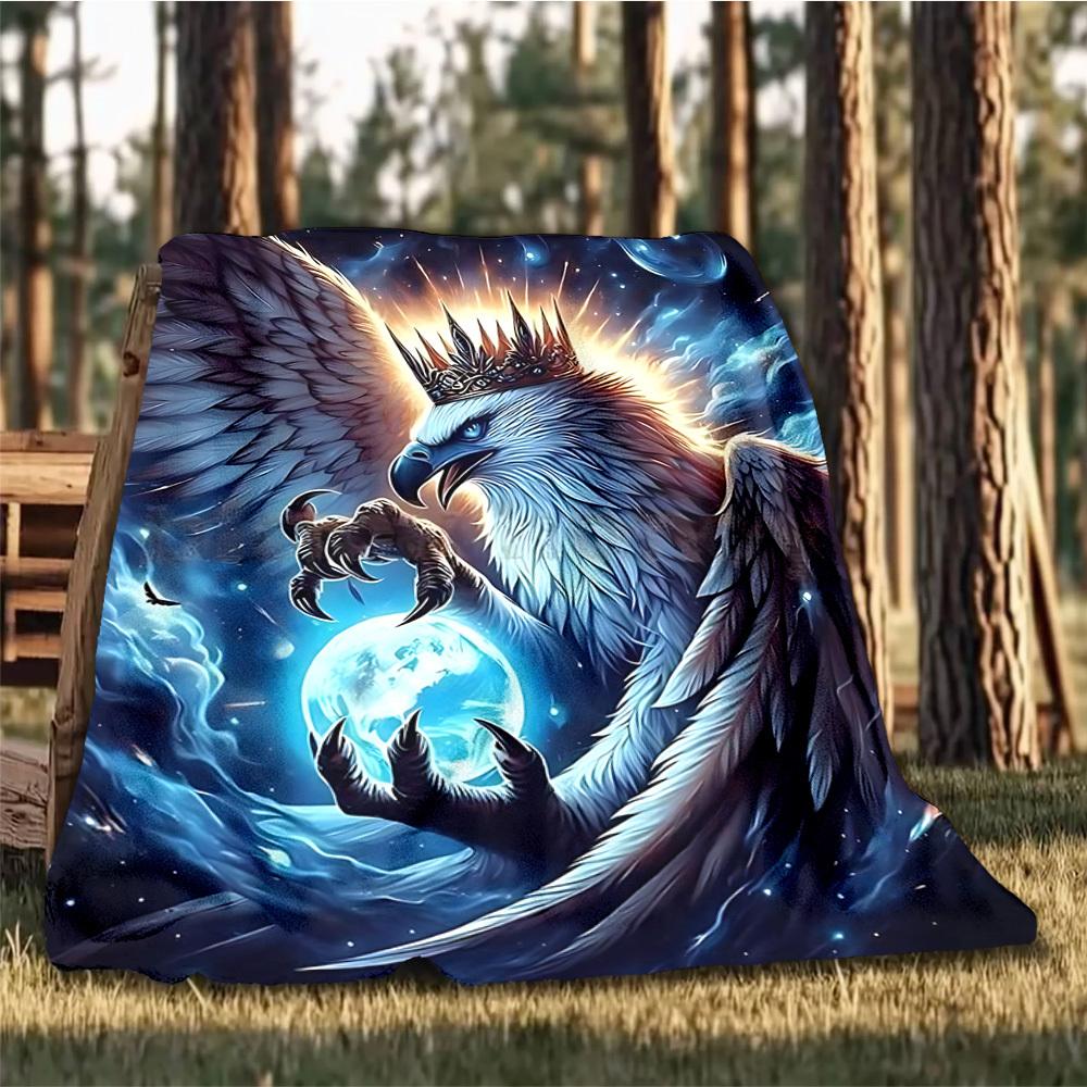 1pc Eagle, Fantasy Art Throw Blanket Polyester Fiber, Lightweight Flannel, Soft & Warm, All Season Use for Outdoor, Camping Digital Print