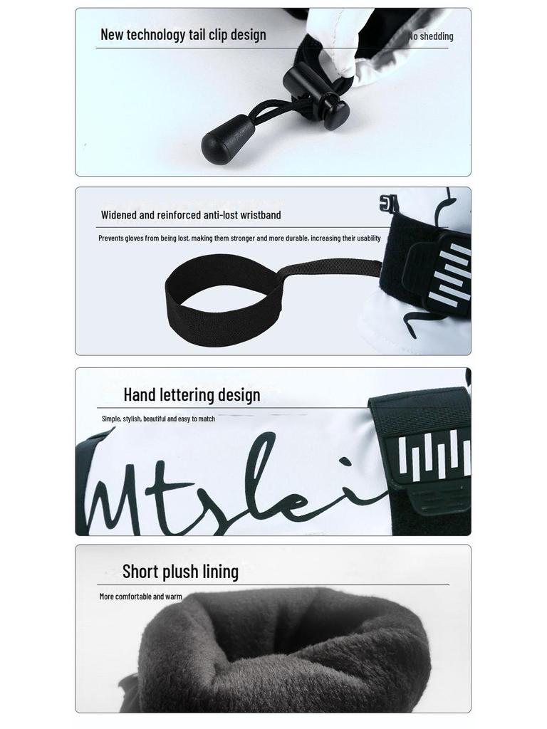 New 24/25 Ski Gloves: Built-in Wrist Guard, Thickened, Warm, Windproof, Waterproof, Wear-Resistant, Five-Finger Design