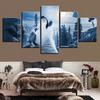 5 Piece Wall Painting On Canvas, Forest Animals, Snow Wolf, Howl, Poster, Modern House, Living Room, Modular Paintings, Decoration