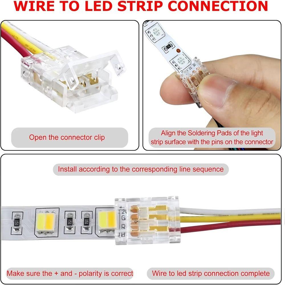 5Pcs/Set 2/3 Pin COB LED Wire Connector 8/10mm LED Strip Connectors FCOB RGB CCT LED Strip Lights