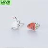 925 Sterling Silver Cute Fashion Small Rabbit Radish Cartoon Animal Earrings For Women Friends Birthday Gifts S -E560