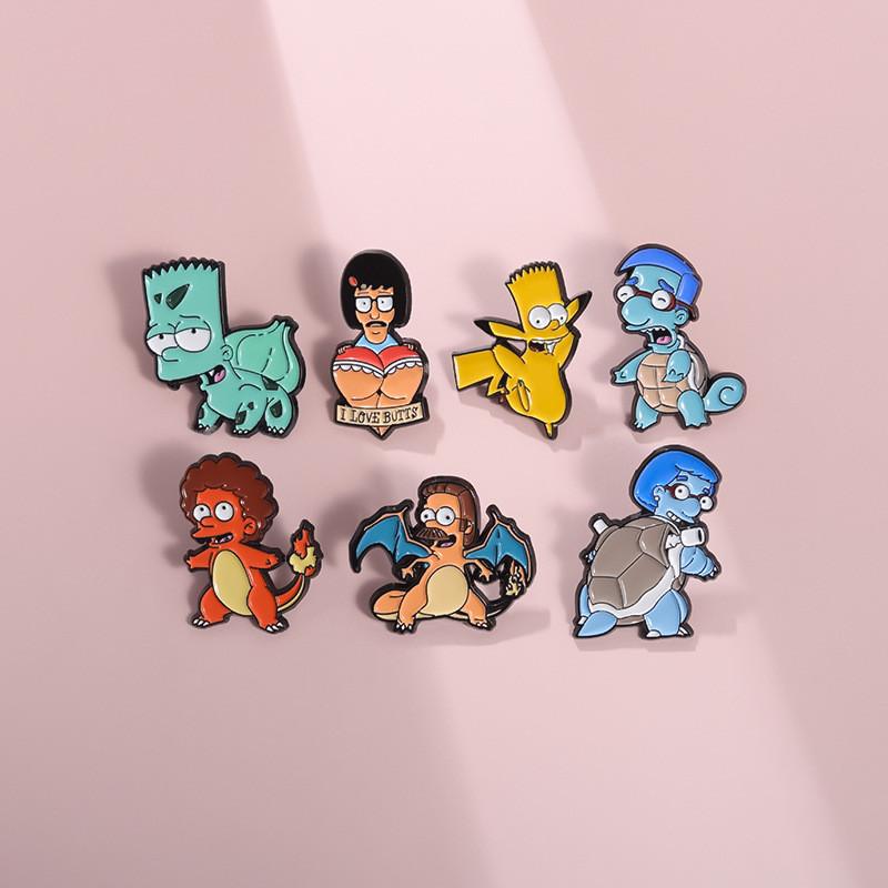 Уникальный значок-брошь в стиле мультфильма, серия аниме-питомцев, с причудливым дизайном черепахи