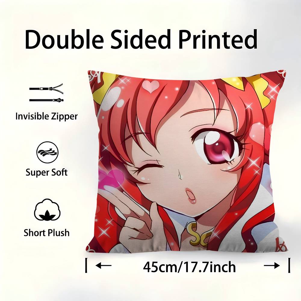 Anime Pretty Cure Cushion Cover x Polyester Sofa Cushions Decorative Throw Pillows Home Decoration Pillowcover