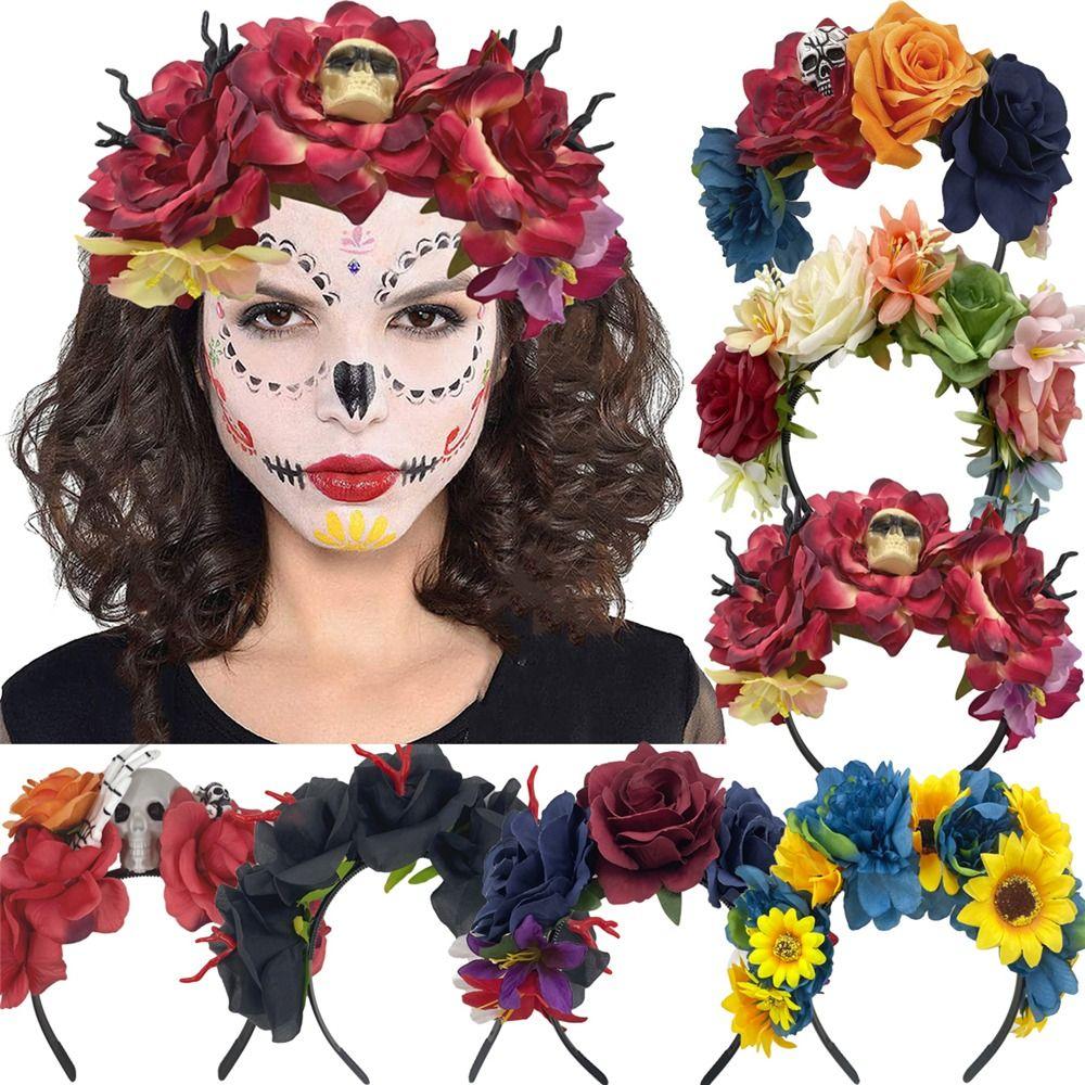 Day of the Dead Mexican Flower Crown Halloween Mexican Hair Accessories for Women