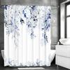 Eucalyptus Leaf Blue Shower Curtain, Bathroom Decorative Shower Curtain, Waterproof Shower Curtain with Hooks