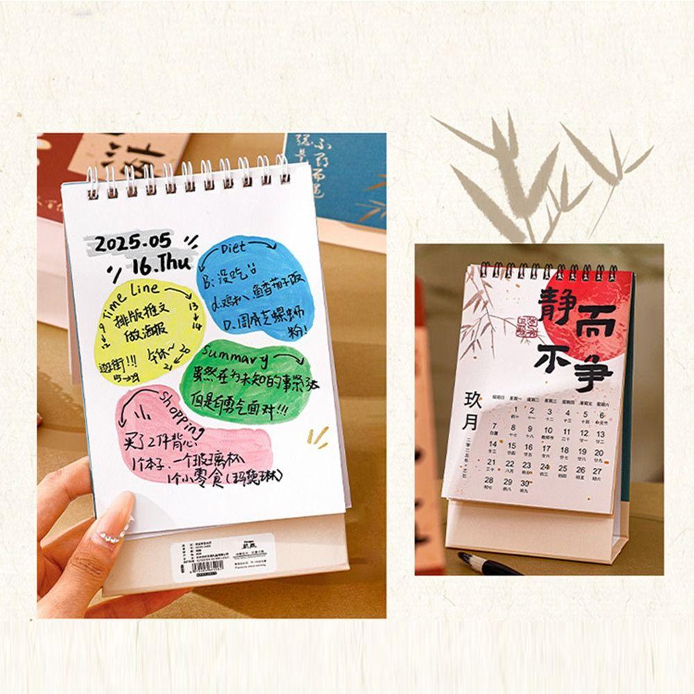 Retro Style Flip Standing Desk Calendar Practical Table Planner Desktop Calendar Table Ornament