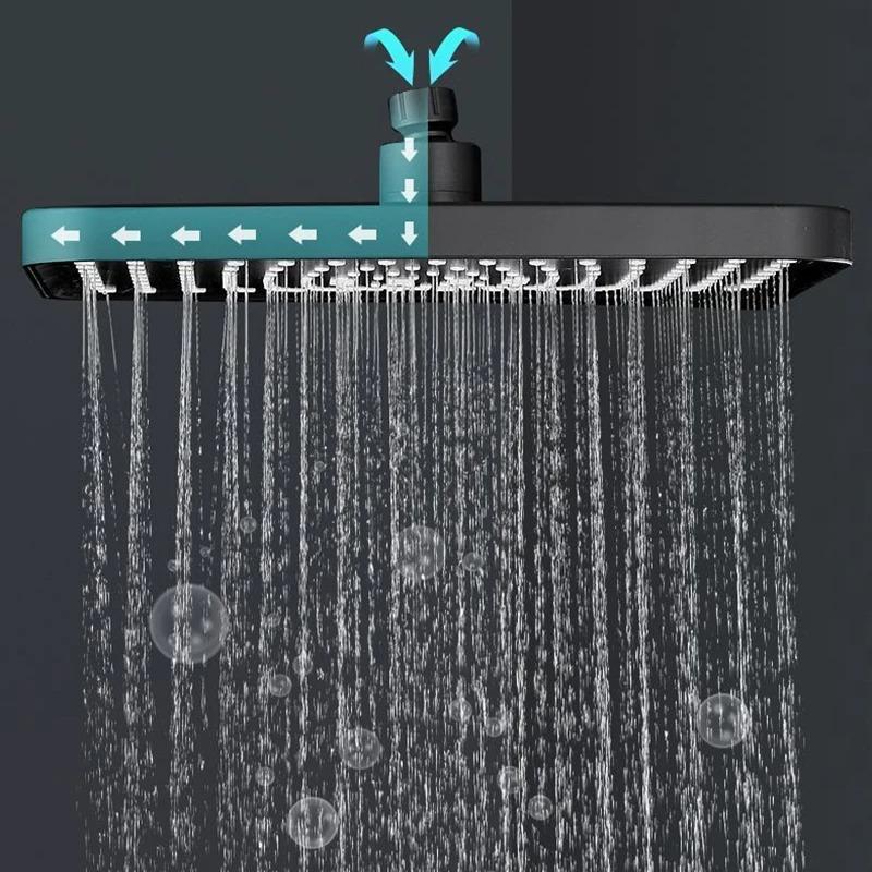 Rainfall Shower Head Big Panel Large Flow Supercharge Ceiling Mounted Shower head 360 Rotation High Pressure ABS Bathroom Faucet