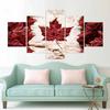 Unframed 5 Panel Canada Flag Red Maple Modular Cuadros Canvas HD Printed Posters Wall Art Pictures HD Paintings Room Home Decor
