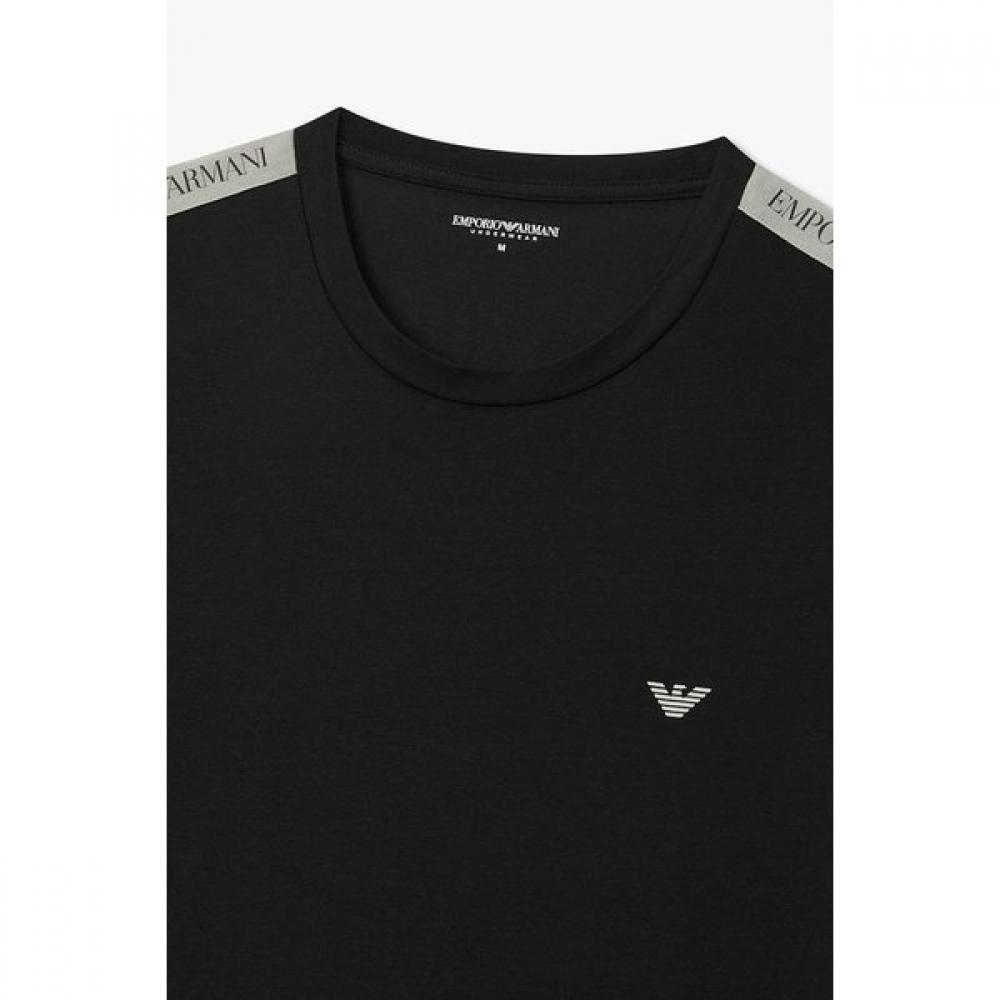 Emporio Armani Мужская футболка для отдыха с коротким рукавом и нашивкой с логотипом 0816134043
