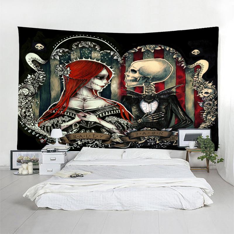 Гобелен с черепом для сладкой пары, настенный гобелен для путешествий, пляжа, пикника, домашнего декора, гобелен для спальни, гостиной, общежития