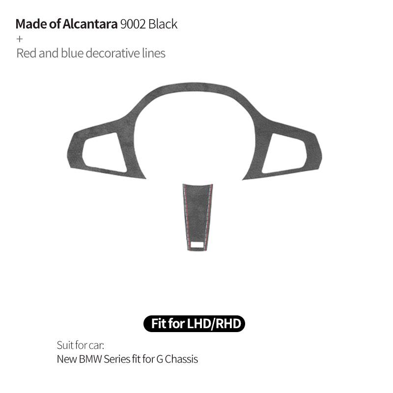 BBJS7 Made of Alcantara For New BMW Series Fit for G Chassis Car Steering Wheel Trim Styling Sticker 2 Pce Car Interior Accessories