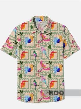 TEMU1116 European and American new fashion trend versatile men's Hawaiian shirt casual 1D printing short sleeve